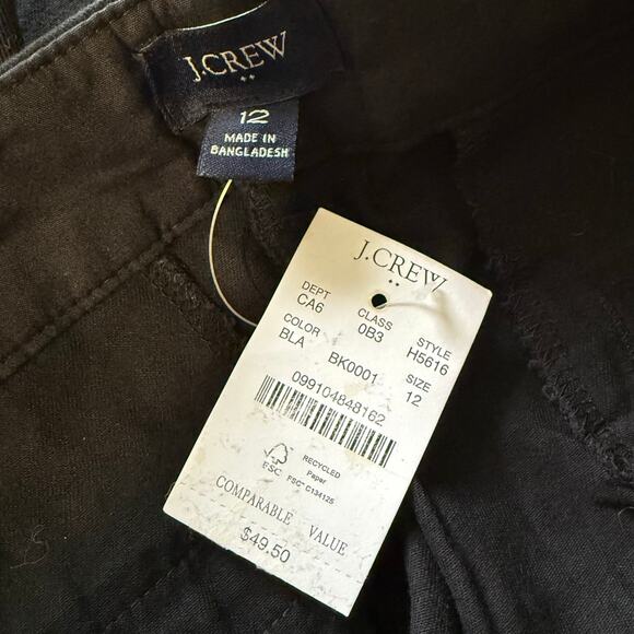 NWT J. Crew Factory 3.5" Classic Chino Short - Black - 12 - Picture 9 of 11